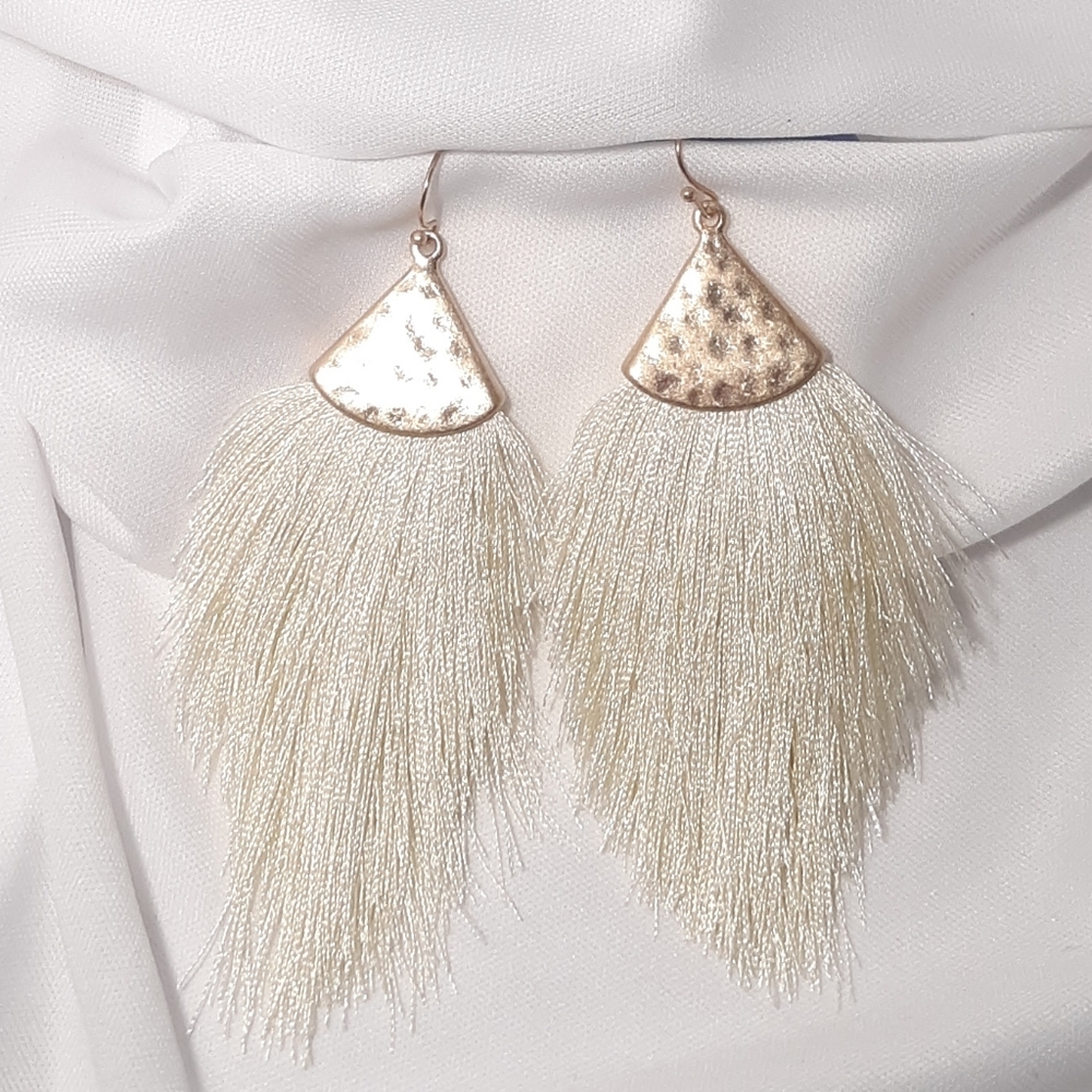 Ivory Boho Tassel Earrings NEW
